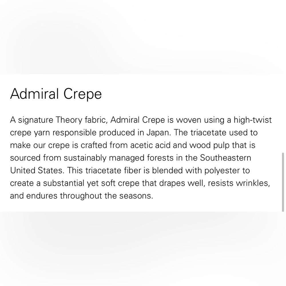 THEORY Treeca Pull-On Cropped Work Trouser Pant in Admiral Crepe size NWT - Picture 9 of 16